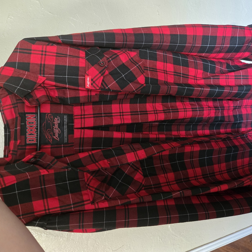 Dixxon Men's Red and Black Plaid Shirt